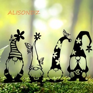 ALISONDZ Gnome Sign, 2D Acrylic Garden Gnomes Stake, Gnome Silhouette Branch Black Hollow Out Gnome 