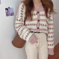 OLD FLOWER CARDI KOREAN CARDIGAN SWEATHER KOREAN SWEATER WOMEN PREMIUM KNIT MATERIAL