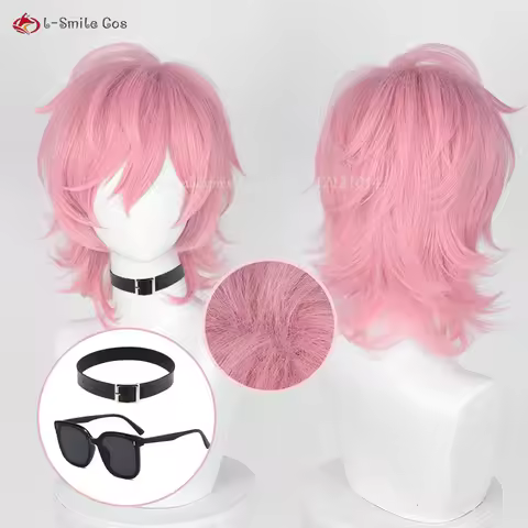 Ayato Yuri Cosplay Wig 36cm Pink Cruly Wigs For Men Cosplay Costumes Anime Wig Heat Resistant Synthe