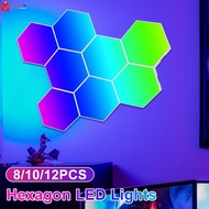 8/10/12 Pcs Hexagon LED Lights Modular DIY Hexagon Wall Light APP and Remote Control Smart RGB Gamin