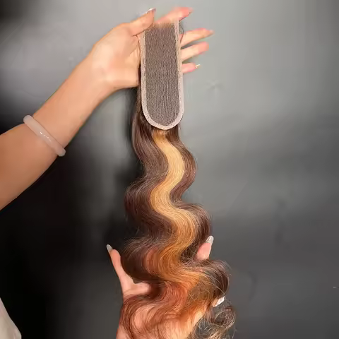 14A Color P4/27 Body Wave 2x6 Lace Closure Wig Brazilian Virgin Remy Human Hair Pre Plucked with Bab