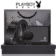 Playboy กระเป๋าสตางค์ผู้ชายชายหนุ่มชุดเข็มขัดหนัง Cowhide เข็มขัดชุดเดรสผู้ชายชุดของขวัญเข็มขัด + กระเป๋าสตางค์ + นาฬิกาหลากหลายสไตล์ให้เลือกจาก