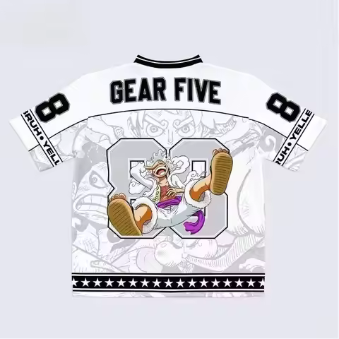 88 Jersey One Piece Monkey D. Luffy Gear 5 Anime Y2k Kpop Baseball Hockey Tshirt Fashion Streetwear 