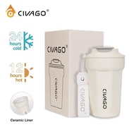 CIVAGO（13oz）Ceramic liner Stainless Steel Coffee Mug With Lid Vacuum Flask Hot And Cold Tumbler