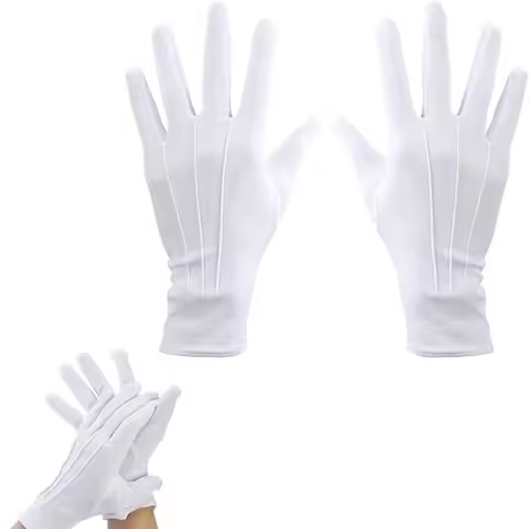 2/4Pairs White Gloves Tuxedo Formal Uniform Cotton Gloves Men Women Breathable Full Finger for Guard