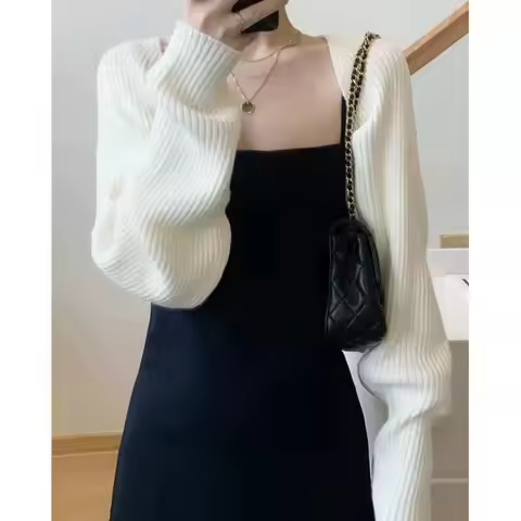 Sweater Women 2025 Fashion Autumn temperament knitted cardigan shawl small camisole strap loose thin