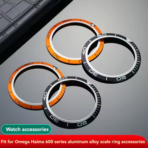 Watch Black Orange Aluminum Bezel Fit for Omega Seamaster 300/600 Planet Ocean 600 series 38x30.7mm 
