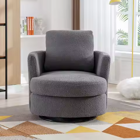 Swivel Accent Barrel Chair, 31.9 inch Armchair in Boucle Round Club Chair for Bedroom, Living Room, 