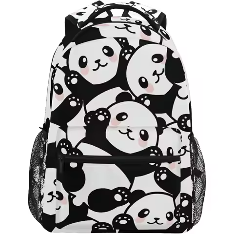 Panda Backpack For Girls Elementary School Bag Kids Bookbag Personalized Travel Daypack 3rd 4th 5th