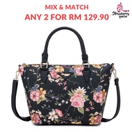 [ANY 2 AT RM129.90] Strawberry Queen Women Gaga Sling Bag Top Handle Bag (Floral BP, Black)