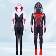ชุดคอสเพลย์ฮาโลวีน ชุดจั๊มสูทเสือดำสำหรับเด็กพร้อมอุปกรณ์สวมศีรษะ ชุดเต็มตัวสไปเดอร์แมน Venom ชุดรัด