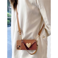 Milk Coffee Color Love Coin Purse Suitable for iphone17promax Phone Case Apple 13 Crossbody 16promax