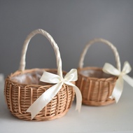 Woven Flower Basket Rattan Storage Basket Flower Girl Hand Basket Handmade Flower Basket For Home We