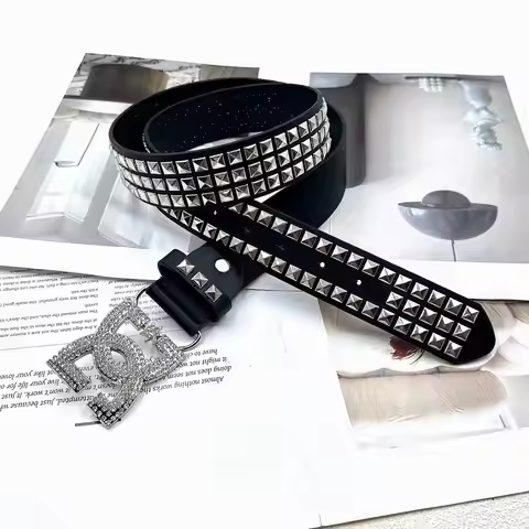 YK2 luxury women rhinestone punk belt hot girl fashion rivet leather embedded decorative unique styl