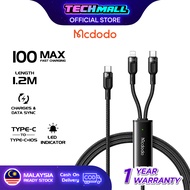 Mcdodo 100W PD 2 in 1 Type-C to Type-C + Lightning Cable 1.2M CA878
