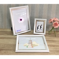 White Photo Frame With Silver Edge Home Decoration Picture Size 4x6" 5x7" 6x8" A5 6x9" B5 **Glass + 