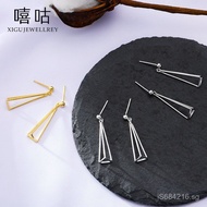 3D Earrings Hipster Drop Earrings Silver Ear Jewelry Korean Style Geometric Goo s925Triangular Minim