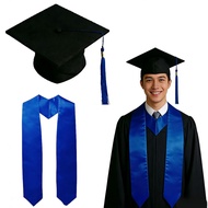Graduation Season Suit with Sash, Bachelor's Cap, Doctoral Cap, Solid Color, Honors Award, Satin Sha