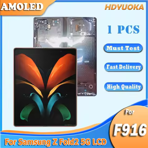 7.6" AMOLED Inner LCD For Samsung Z Fold2 F916B LCD Display WIth Frame Touch Screen Digitizer Assemb
