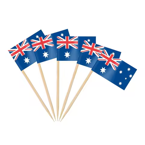 100 Pcs Australian Flag Toothpick,Australia flag Cupcake Toppers, Mini Australian Flag Cocktail Aust