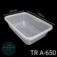 TR A650 - 650ml Rectangular Plastic Disposable Food Container With Lid (50pcs±) / Bekas Bungkus Plas