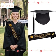WINTE Graduation Cap, Polyester Black Bachelor Cap, Bachelor Degree Matte  Elastic Strap Graduation 