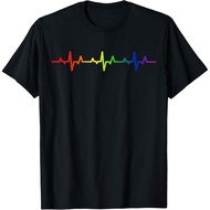 Men's cotton T-shirt Gay Heartbeat Pride Rainbow Flag LGBTQ T-Shirt