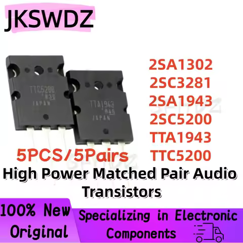 5PCS/5Pairs NEW 2SA1302 2SC3281 2SA1943 2SC5200 TTA1943 TTC5200 A1302 C3281 A1943 C5200 TO-3PL Audio