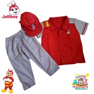 JOLLIBEE COSTUME UNIFORM TOPS+PANTS+CAP TOPS+SHORT+CAP
