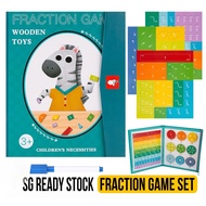 Kids Magnetic Fraction Learning Math Toy Wooden Fraction Book Set Magnetic Fraction Tiles & Circles