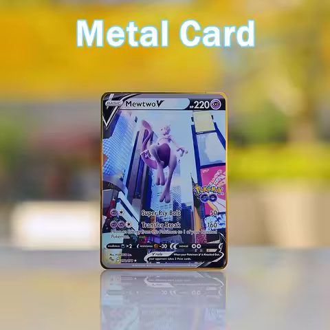 Metal Pokémon Card Gold Pokemon Cards Tcg Mewtwo Vmax Blastoise Gx Pikachu Vstar Anime Party Games P