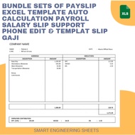Bundle Sets of Payslip Excel Template Auto Calculation Payroll Salary Slip Support Phone Edit & Temp