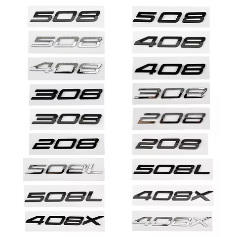 Car ABS Rear Trunk Words Letters Logo Badge Emblem Decals Sticker For Peugeot 208 308 408 508 508L 4