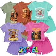 5 SET Girls' T-Shirt Set Tung Tung Sahur Age 1 2 3 4 5 Years