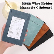 NARCISSUS13A0E 1pc File Folder, PU Leather with Pen Insert Menu Wine Holder, Portable Suede A4/A5/A6