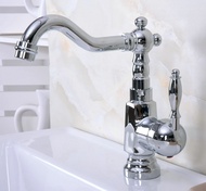 Basin Faucets Polished Chrome Bathroom Deck Mounted Single Handle Single Hole Bathroom Faucet Silver