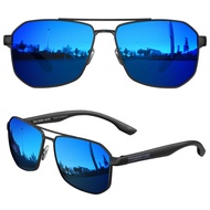 LUENX Aviator Sunglasses for Men Square Polarized Polygon Lens - UV 400 Protection with Accessories(