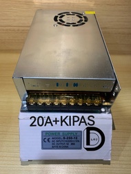 Power Supply 20A 12V Kipas / Trafo 20A 12v / Adaptor 20A 12v / Travo 20A 12v 20Ampere +Kipas