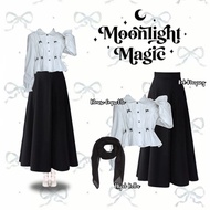 Shrenaoutfit - 3 IN 1 Set Hijab Korean Style Coquette Outfit Lebaran Bukber (Blouse, Mayung Skirt, H