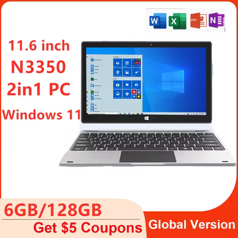 11.6 INCH 2 in1 Office Tablet PC Extremely Thin IPS Windows 11 Intel N3350 6GB RAM + 128GB ROM Suppo