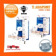 ME D-303N (3Gang) / D-304N (4Gang) T-Adaport 3pin Socket Extension with Neon Indicator Sirim approve