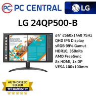 LG 24QP500-B QHD 1440p LED Monitor | IPS Panel | HDR10 | Adaptive Freesync 75hz | 2K Resolution 2560