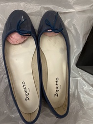 Repetto 藍色漆皮芭蕾舞鞋