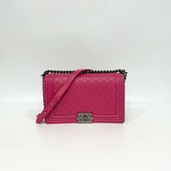 CHANEL桃粉色羊皮復古銀釦BOY28/A92193