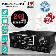 NIPPON AV-260TKUS Power Amplifier Karaoke Amp Ampli Home Theater Receiver with Support USB SD Card FM 2 Microphone Input