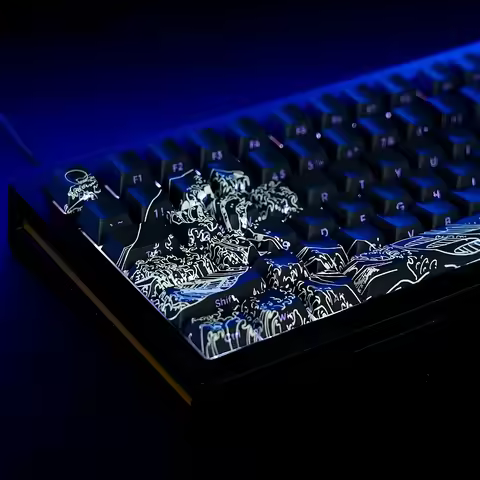 Side engraved black keycaps original height PBT material ukiyo-e keycap set for HI75 61 84 96 98 99