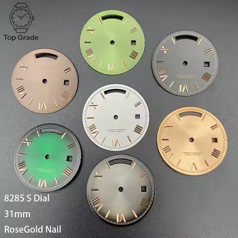 TG 31mm 8285 S logo RoseGold Roman Numerals Dial Suitable for 8285 Movement High-Quality Watch Modif