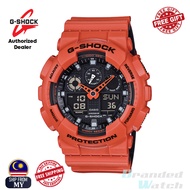 [OFFICIAL CASIO WARRANTY] Casio G-Shock GA-100L-4A Men's Analog Digital Orange Resin Strap Watch