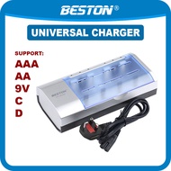 Beston Ni-Mh Rechargeable Battery 6 Slot Multi-Function Universal Batteries Charger For 9V/AA/AAA/C/