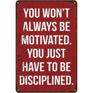 To Be Disciplined Gym Vintage Metal Sign Retro Fitness Tin Signs,Motivation Poster Man Cave Home Gym